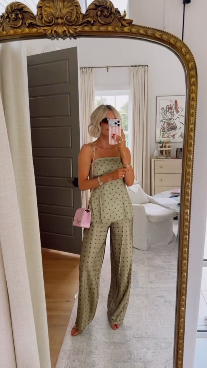 Umm this is the cutest sage olive polka dot set 😍👌🏼 love that it’s satin material and the chic, flowy silhouette. Such a luxe and fun look! In love with the color combo as well! Wearing XS in top and pants

Loverly grey, olive sage green matching pant set, polka dot matching set for women, summer outfit ideas, vacation style, palm beach outfit ideas, Miami outfits

#LTKSeasonal #LTKTravel
