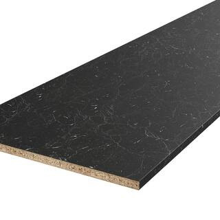 Latitude 59 8ft. L x 25 in. D Straight Laminate Countertop in Matte Black Marble with Double Radi... | The Home Depot