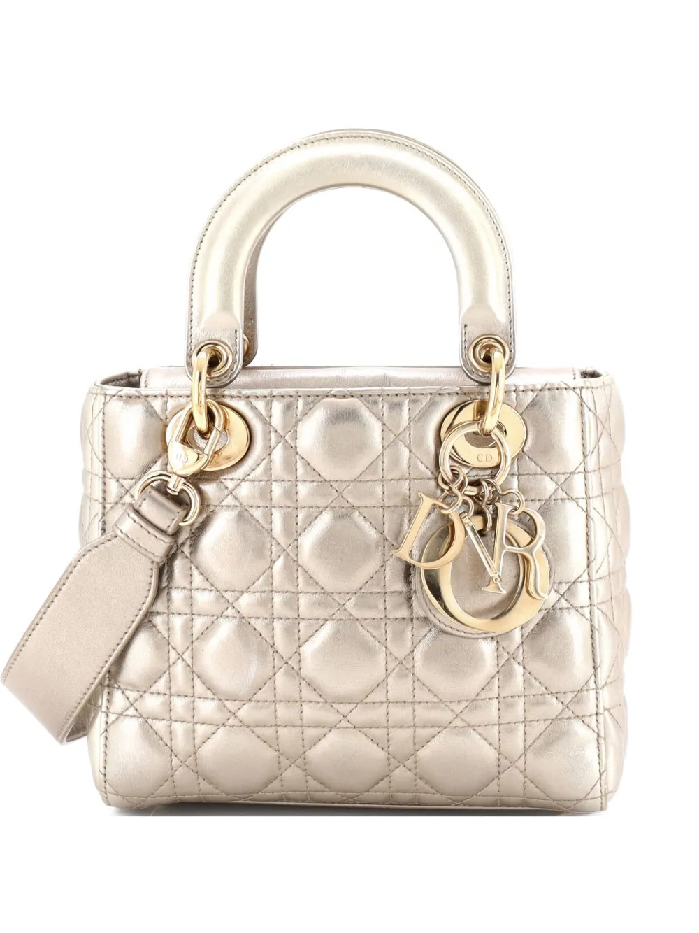 Christian Dior Pre-Owned My ABCDior Lady Dior Bag Metallic Cannage Quilt Leather Shoulder Bag | G... | Farfetch Global