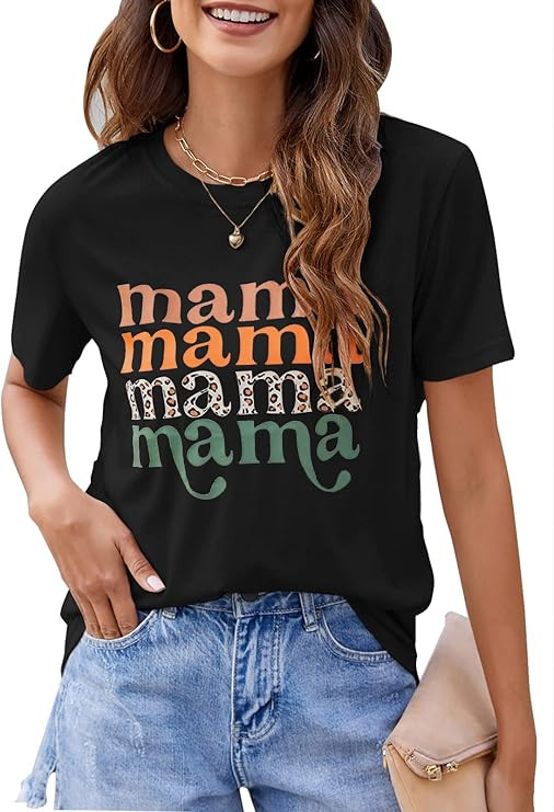 Blooming Jelly Womens Mama Shirt Fashion Graphic Tee Shirts Loose Fit Summer Tops Short Sleeve Bl... | Amazon (US)