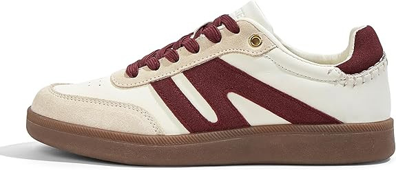 LUCKY STEP Women Classic Retro Gum Sole Fashion Sneakers Casual Tennis Skate Shoe Genuine Leather... | Amazon (US)