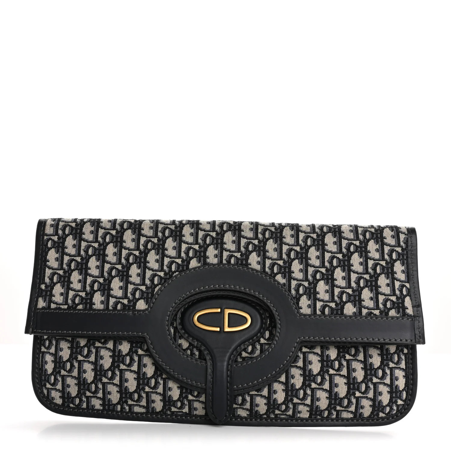 Christian Dior Oblique Fold Over Clutch Blue | FASHIONPHILE (US)