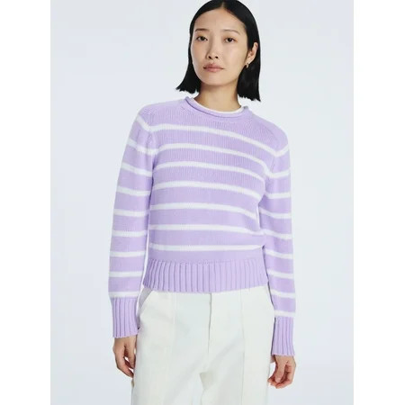 Free Assembly Women’s Saddle Shoulder Roll Neck Cotton Sweater with Long Sleeves Sizes XS-XXL | Walmart (US)