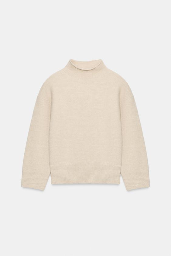 Zara - Soft Knit High-Neck Jumper - Burgundy - S - Woman | Zara UK