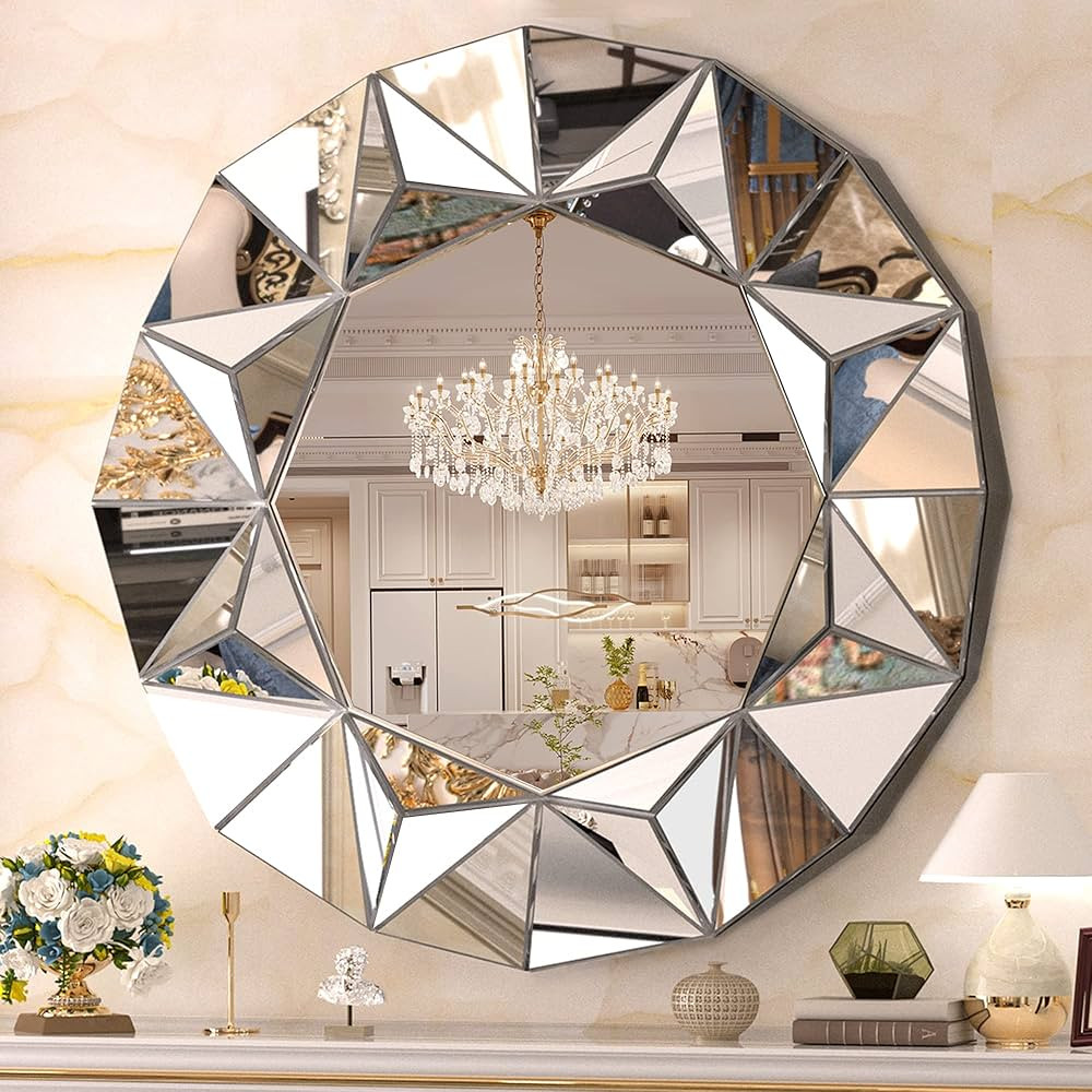 Hasipu Wall Mirrors Decorative, 32'' Beveled Edge Frameless Wall Mount Round Mirror Decor for Liv... | Amazon (US)