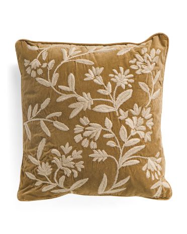 20x20 Velvet Embroidered Pillow | TJ Maxx