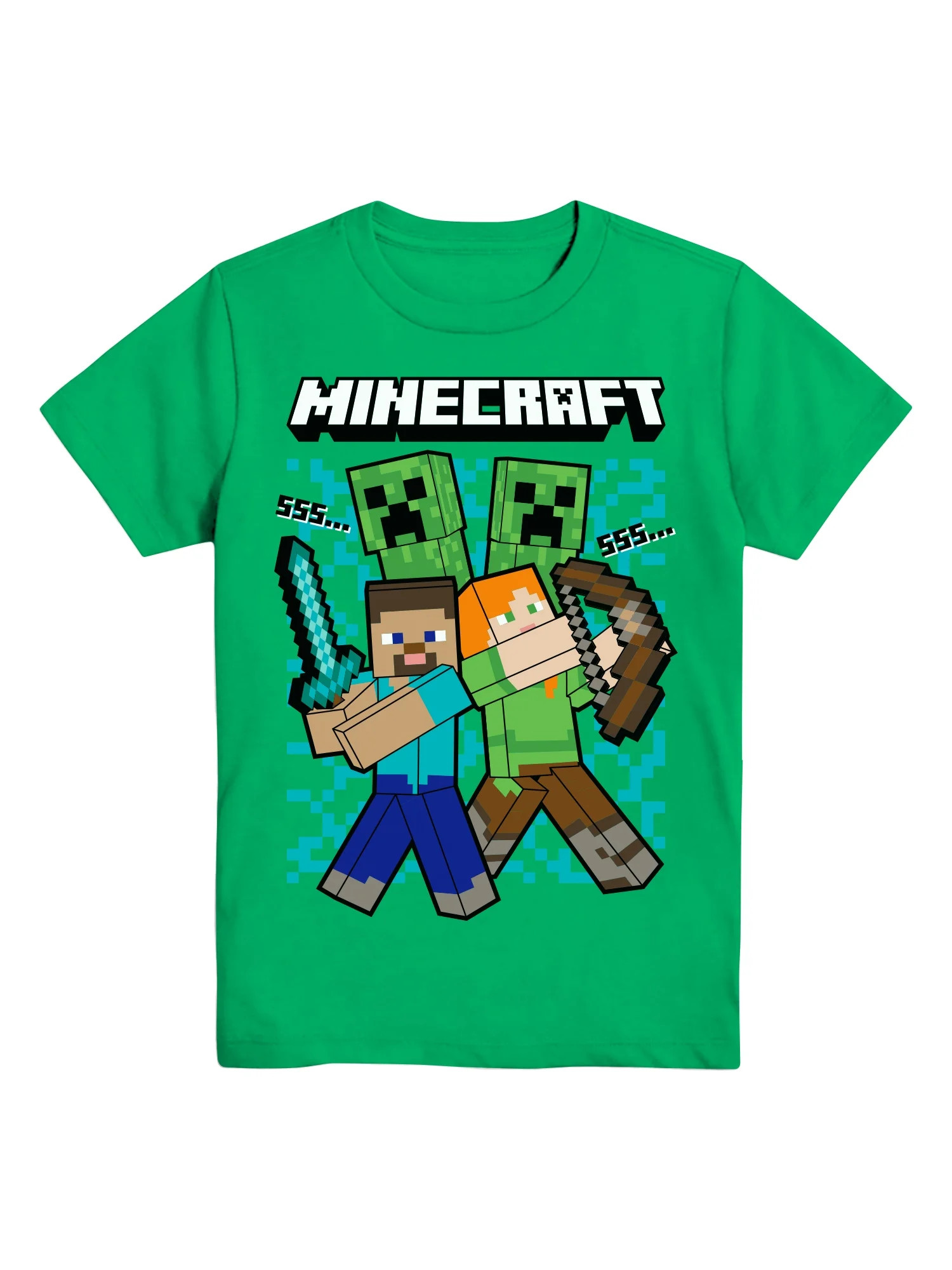Minecraft Boys MC Heads, Crew Neck, Short Sleeve, Graphic T-Shirt, Sizes 4-18 | Walmart (US)