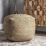 nuLOOM Cork Braided Solid Jute Filled Ottoman Pouf | Amazon (US)