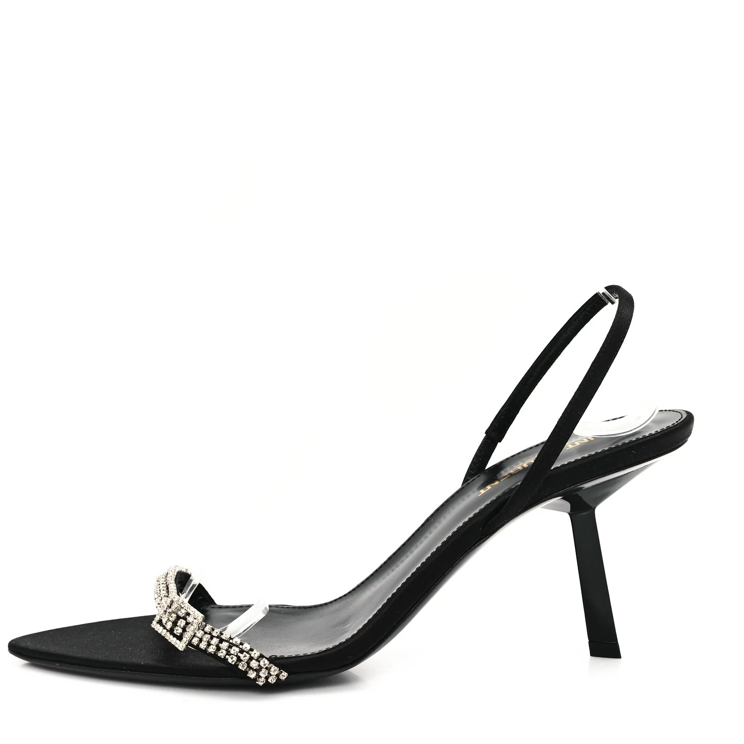 Saint Laurent Crepe Satin Rendez Vous Slingback Sandals 38 Black 1659390 | FASHIONPHILE (US)