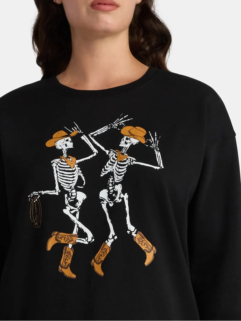 Women's Halloween Howdy Graphic Fleece Sweatshirt from Way to Celebrate, Sizes S-3XL | Walmart (US)
