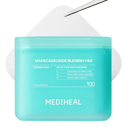 MEDIHEAL Toner Pads 100 Count - Madecassoside Blemish Care Toner Pad with Centella Asiatica - Improves Uneven Skin Tone & Deep Hydration - Vegan Hypoallergenic Face Gauze, Korean Skin Care | Amazon (US)