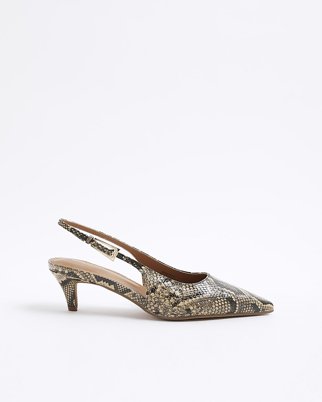 Beige Snake Print Sling Back Court Heels | River Island UK & IE