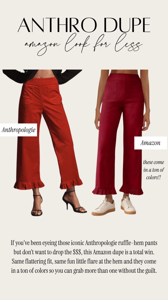 Anthropologie dupe from Amazon! High waisted cropped ruffle flare pants! 

#LTKSaleAlert #LTKValentine #LTKootd