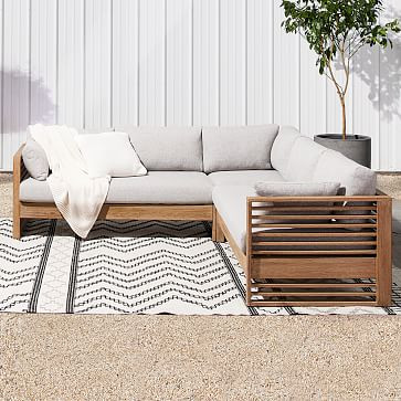 Santa Fe Slatted Outdoor 3-Piece L-Shaped Sectional (93") | West Elm (US)