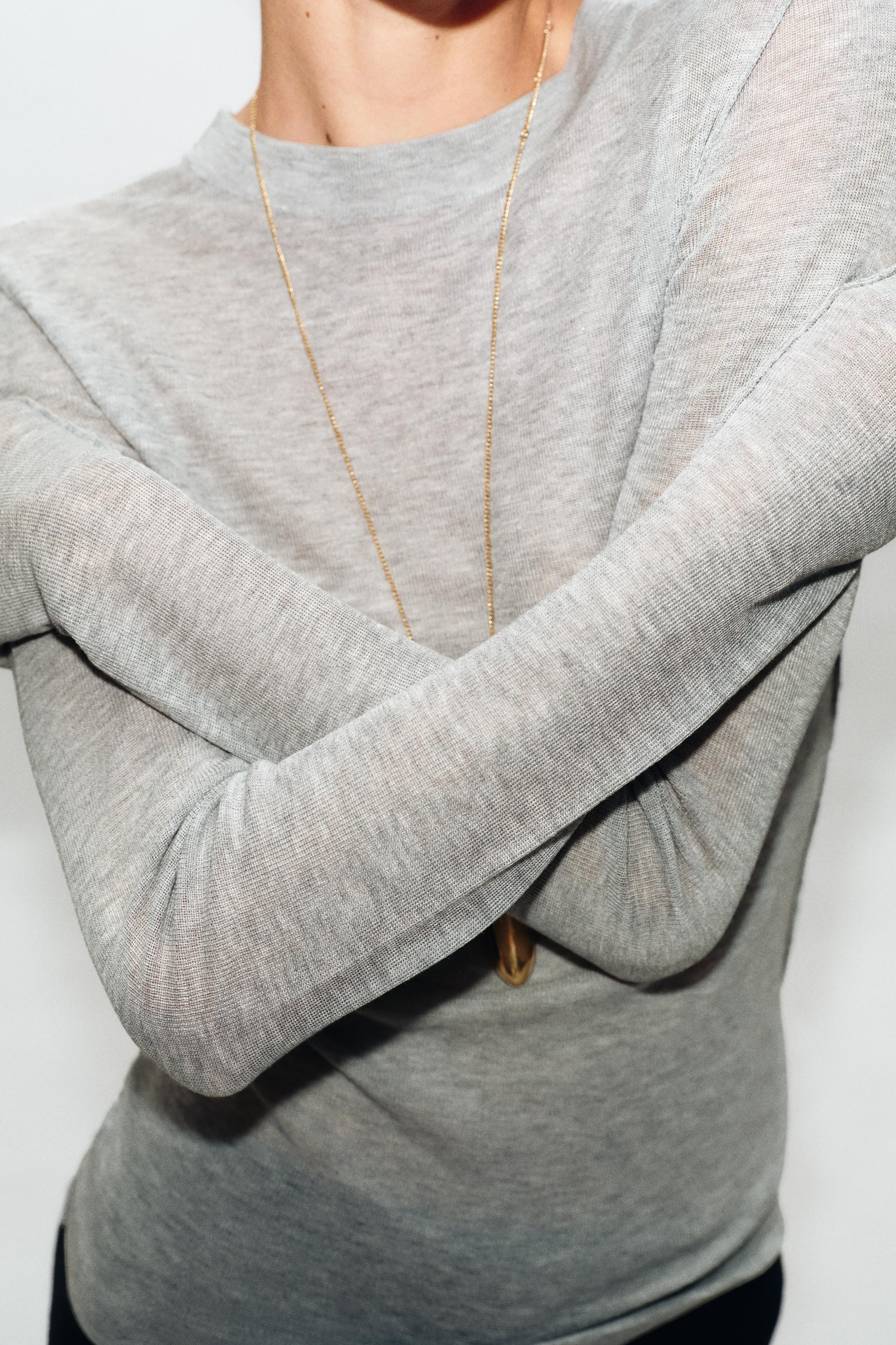 SEMI-SHEER KNIT TOP | Zara UK