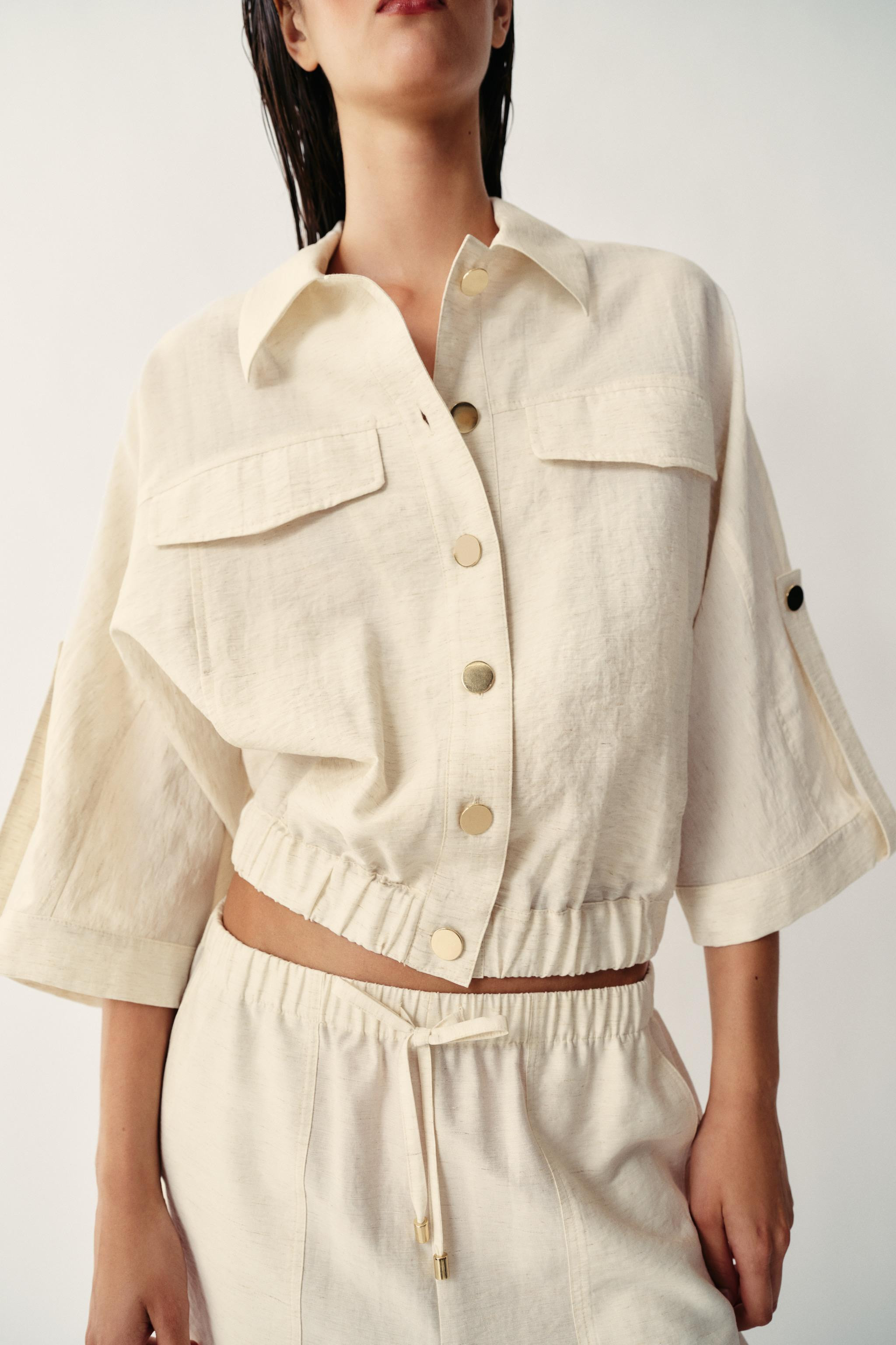 ROLL-UP SLEEVE SAFARI BLOUSE | Zara US