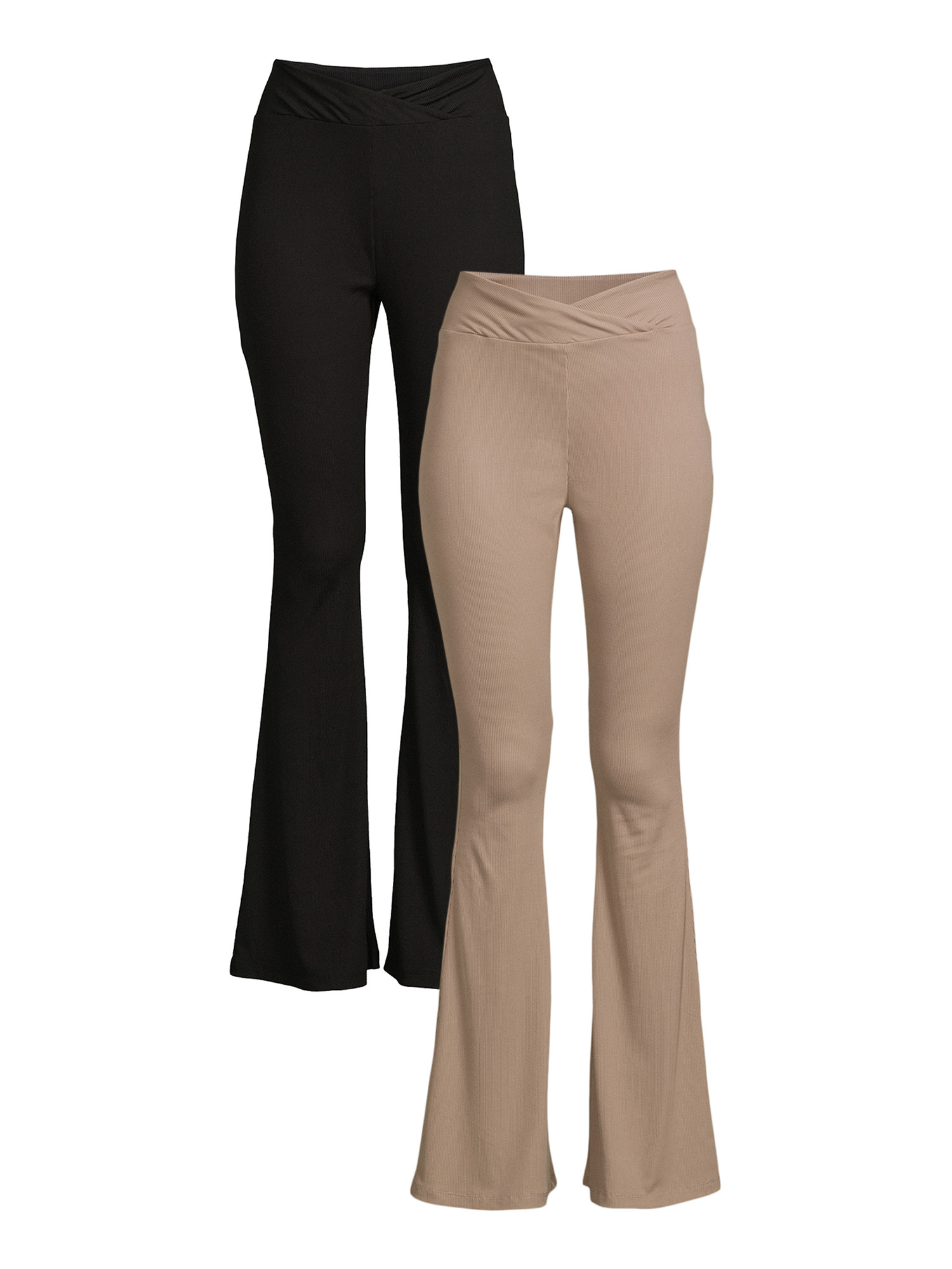 Liv & Lottie Juniors V-Front Crossover Flare Ribbed Pants, 2-Pack - Walmart.com | Walmart (US)