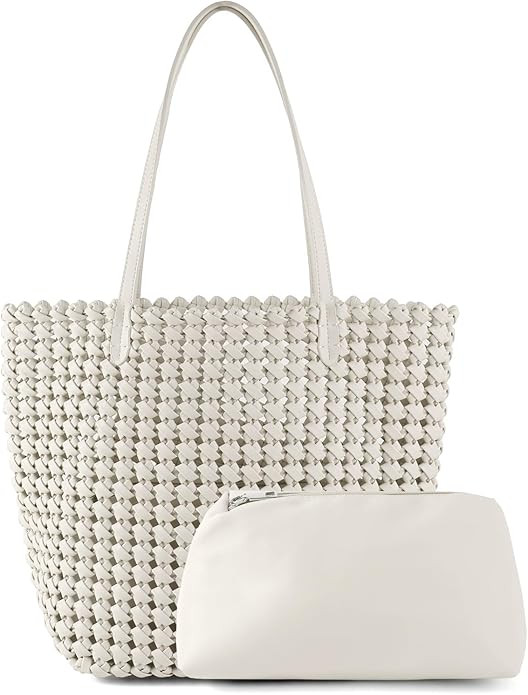 Woven Bag for Women Vegan Leather Tote Bag Large Summer Beach Travel Handbag and Clutch Retro Han... | Amazon (US)