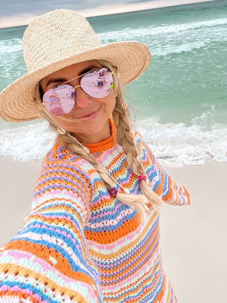 Beach outfit
Swimsuit cover up dress small
Lack of color hat
Diff sunglasses 

#LTKFindsUnder100 #LTKTravel #LTKSwim
