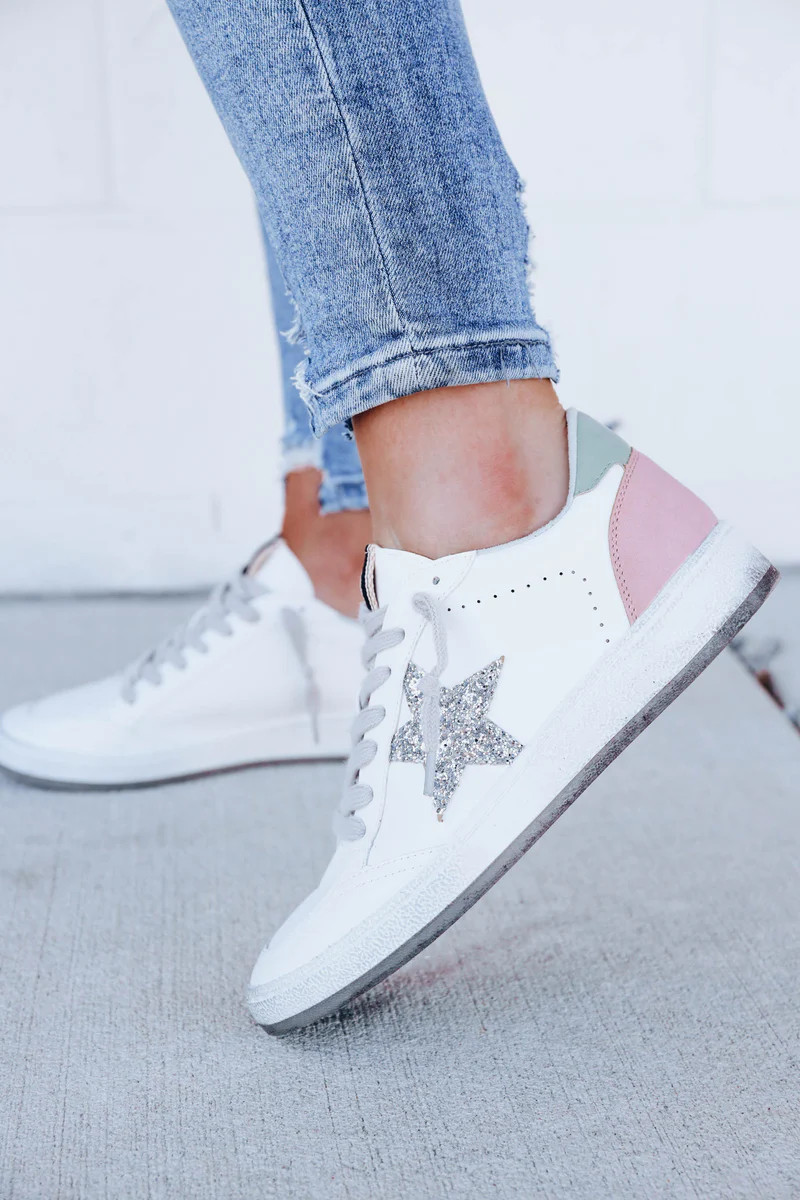Paz Sparkle Sneaker by ShuShop - Silver | Whiskey Darling Boutique