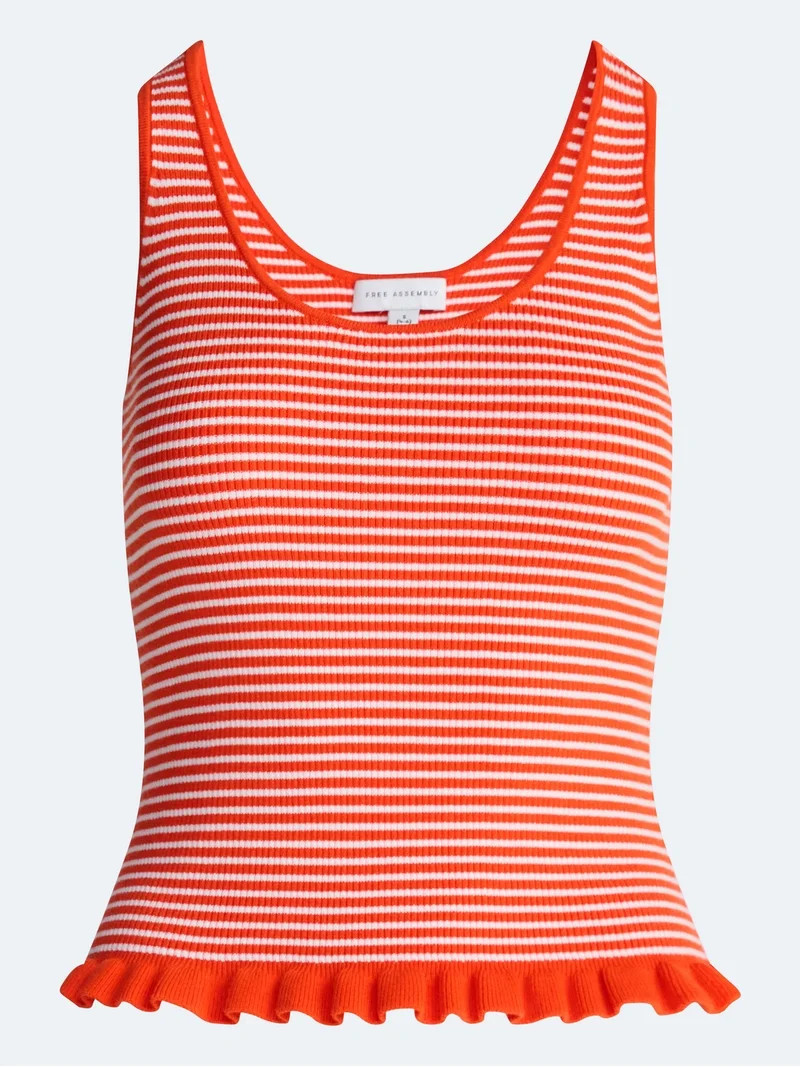 Free Assembly Women's and Women's Plus Ruffle Hem Knit Tank Top, Sizes XS-4X - Walmart.com | Walmart (US)