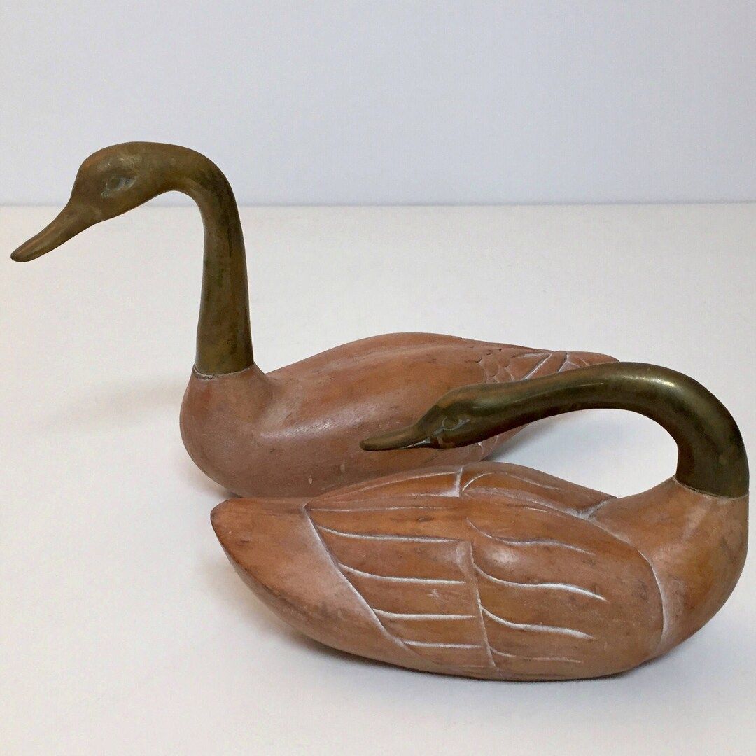 Pair of Wood and Brass Decorative Swans by Frederick Cooper - Etsy | Etsy (US)