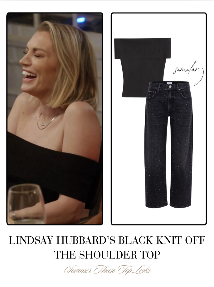 Lindsay Hubbard's Black Knit Off The Shoulder Top 

 