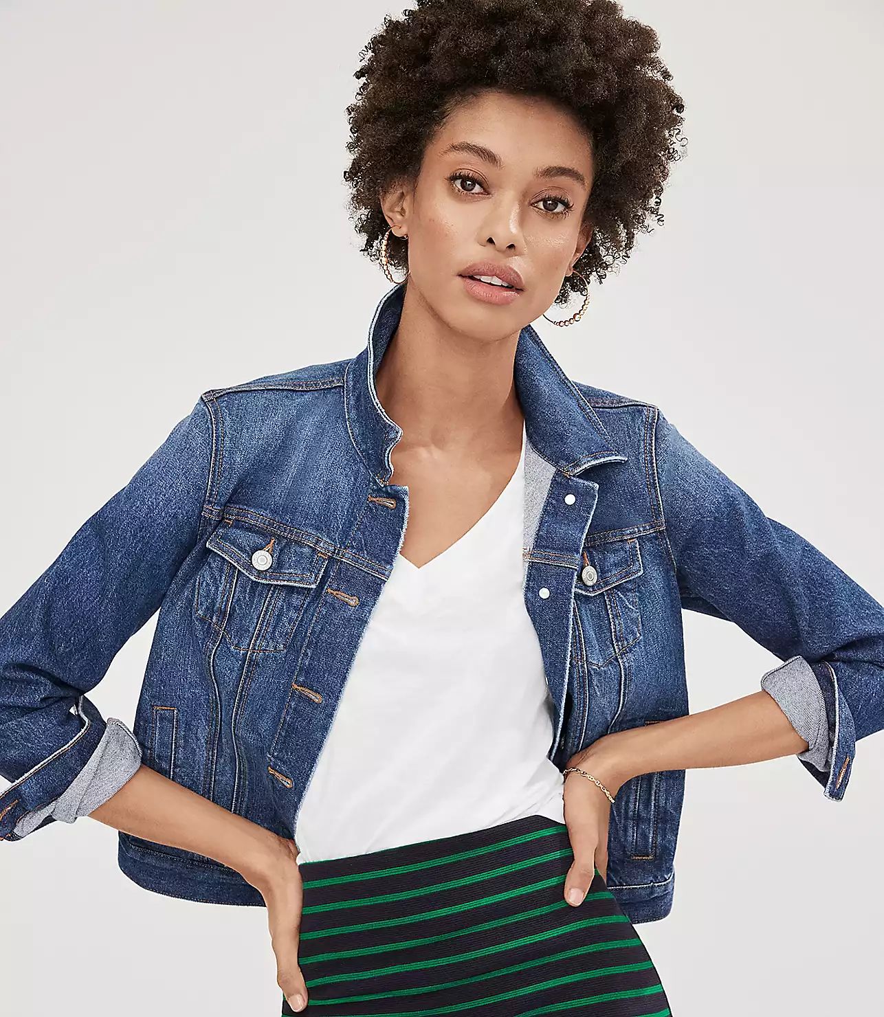 Denim Trucker Jacket in Classic Indigo Wash | LOFT