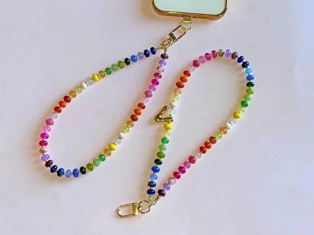 Gemstone Phone Strap/ Wrist Lanyard/ Phone Chain/ Bag Charm | Etsy (US)