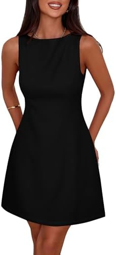 PRETTYGARDEN Womens Formal Short Dresses 2025 Summer Sleeveless Boat Neck A Line Elegant Mini Coc... | Amazon (US)