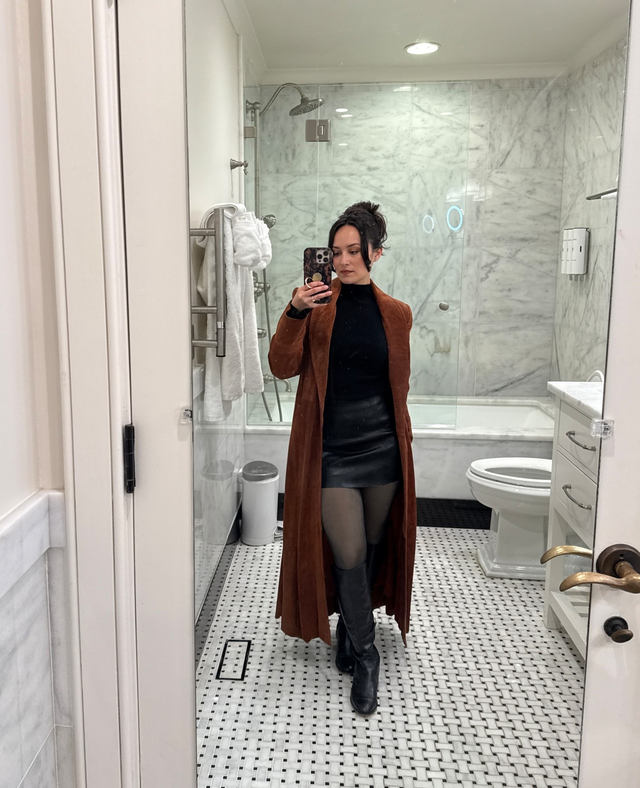 Fleeced line tights are an answered prayer. This coat was my aunts, so I don’t have a link :( 

#LTKootd #LTKPetite