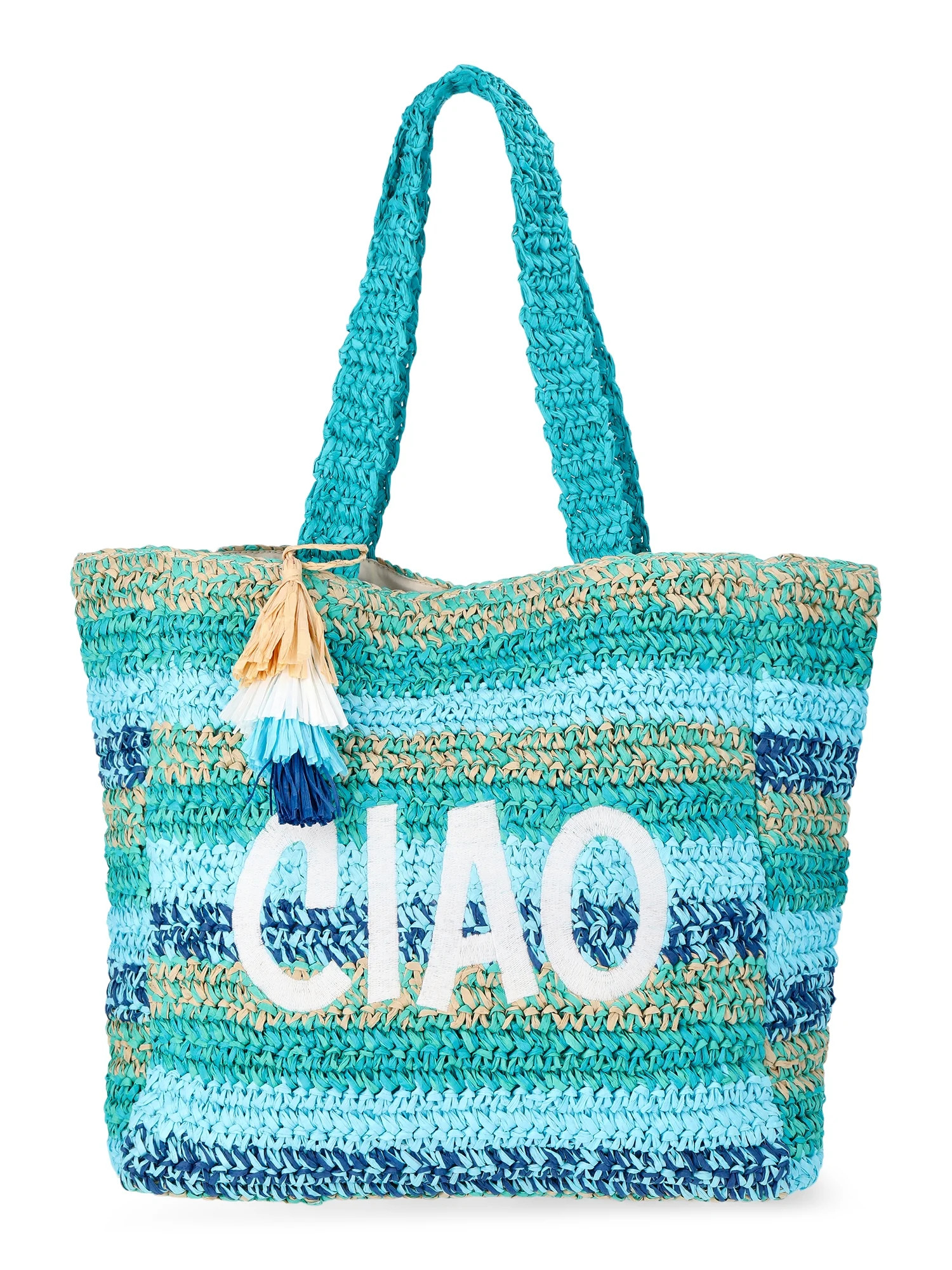 No Boundaries Women's Ciao Beach Tote Bag, Blue | Walmart (US)