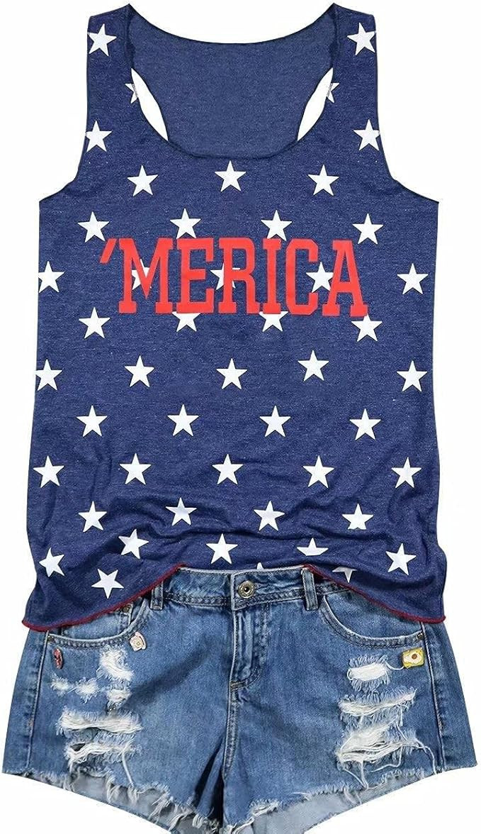 LUKYCILD American Flag Tank Tops Women 4th of July Patriotic Racerback Vest Sleeveless Muscle Shi... | Amazon (US)
