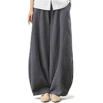 Tapata Womens 28/30/32/34 Inseam Casual Linen Pants Baggy Barrel Boho Trousers Elastic Waist Wide... | Amazon (US)
