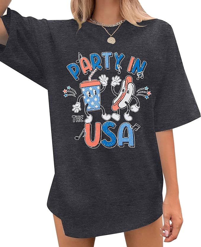 Party in The USA T-Shirt Women 4th of July Independence Day Shirts Funny Patriontic Graphic Short... | Amazon (US)