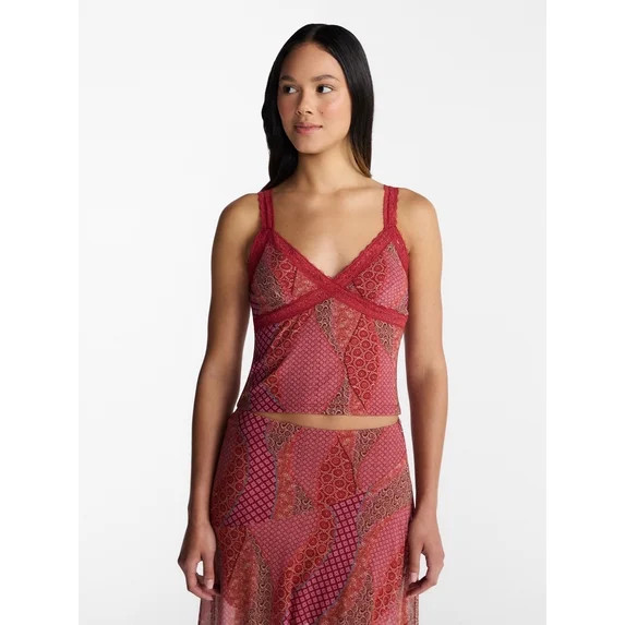 No Boundaries Mesh Lace Triangle Tank Top, Women's XXS-XXL | Walmart (US)