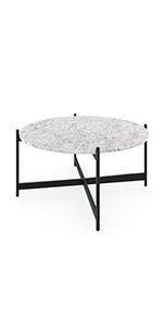Nathan James Piper Faux White Marble Round Modern Living Accent Side or Coffee, Sofa Center for D... | Amazon (US)