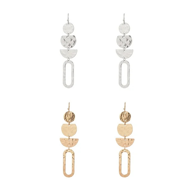 The Pioneer Woman - Women's Jewelry, Soft Silver-tone and Soft Gold-tone Metal Drop Duo Earring S... | Walmart (US)