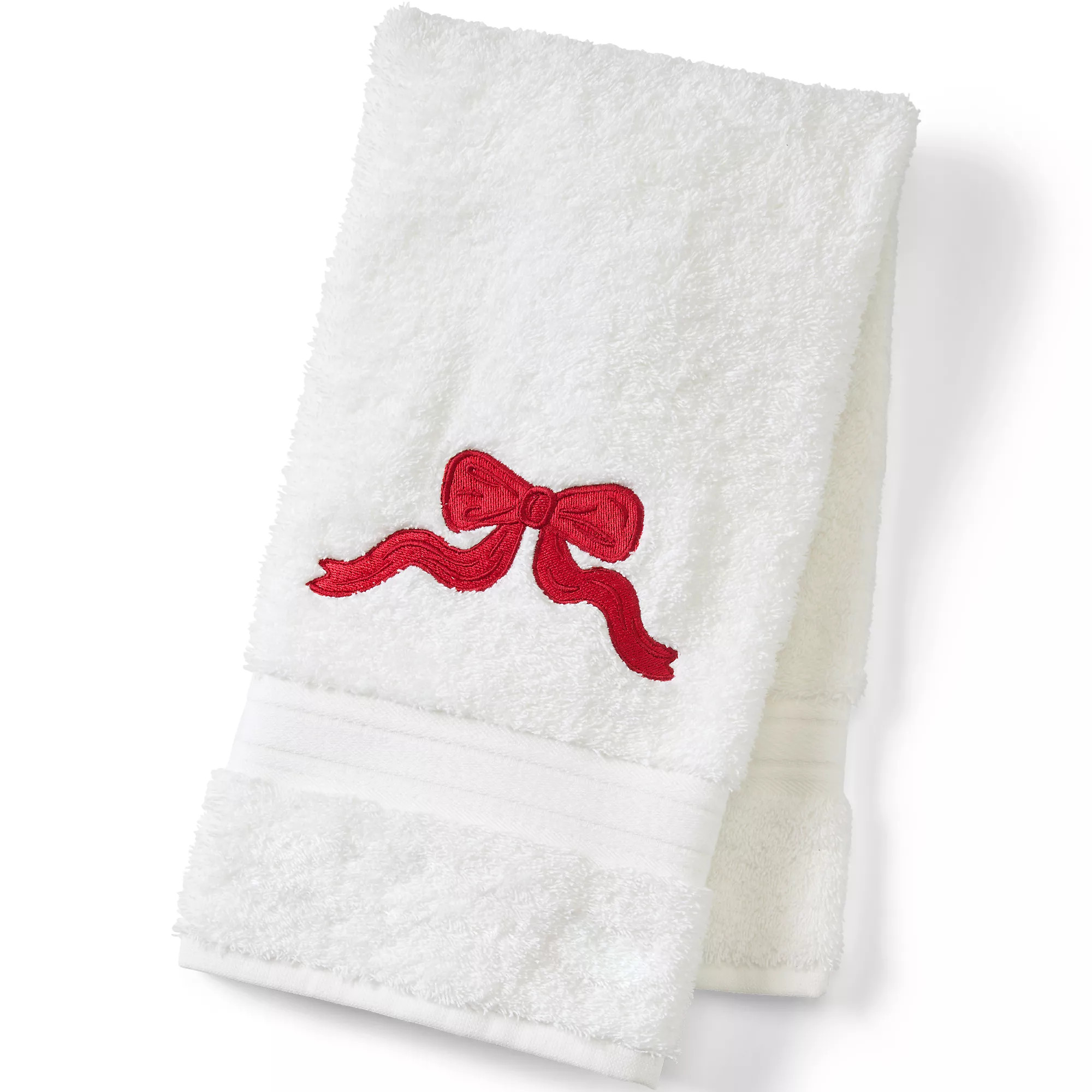 Seasonal Cotton Embroidered Hand Towel | Lands' End (US)
