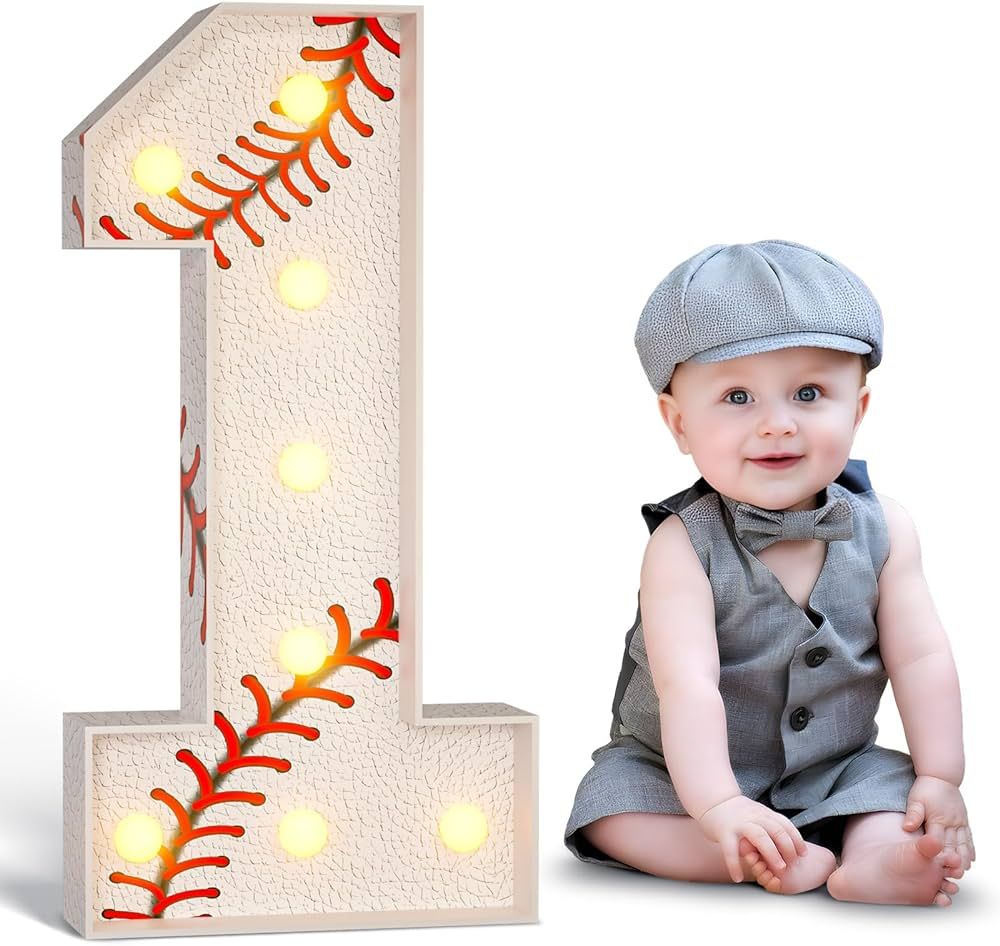 imprsv Marquee Numbers Baseball Birthday Decorations: 3ft Large Party Decor Boy First 1st 21st Bi... | Amazon (US)