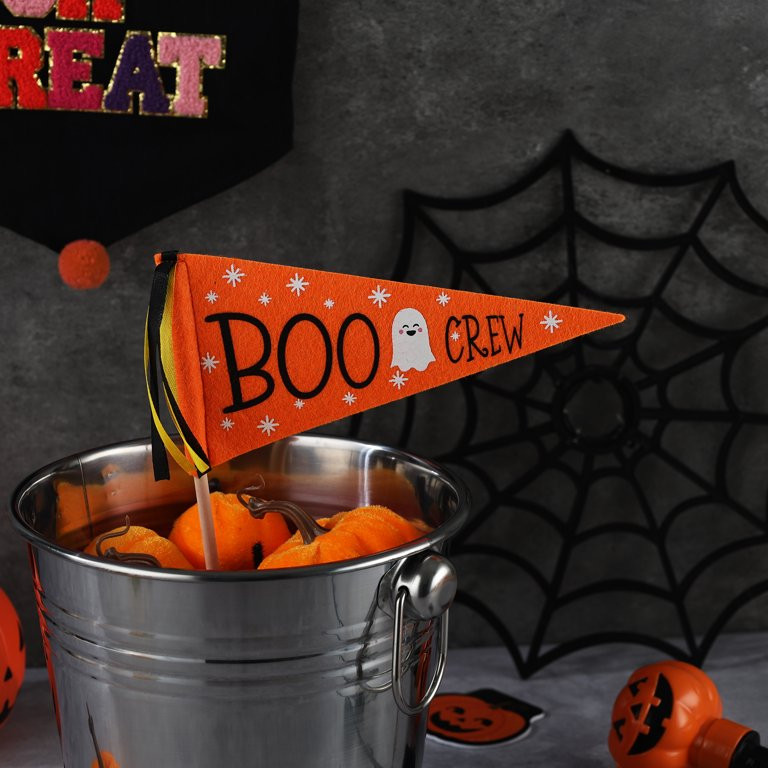 Halloween Black & Orange Boo Crew Pennant Decor, 12 in, by Way To Celebrate - Walmart.com | Walmart (US)