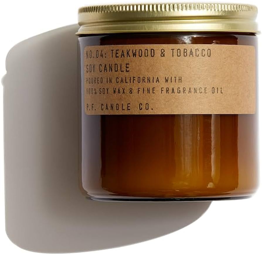 P.F. Candle Co. Teakwood & Tobacco Classic Large Scented Soy Wax Candle (12.5 oz) 60-70 Hour Burn... | Amazon (US)