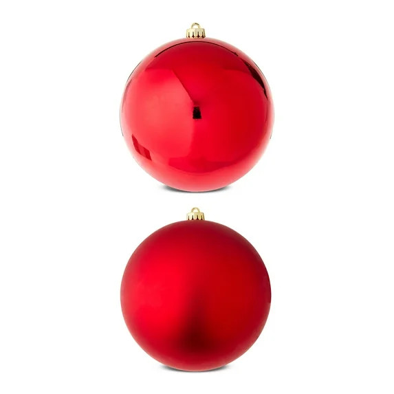2-Count Red Jumbo Shatterproof Christmas Ornaments, 7.8 in, by Holiday Time | Walmart (US)