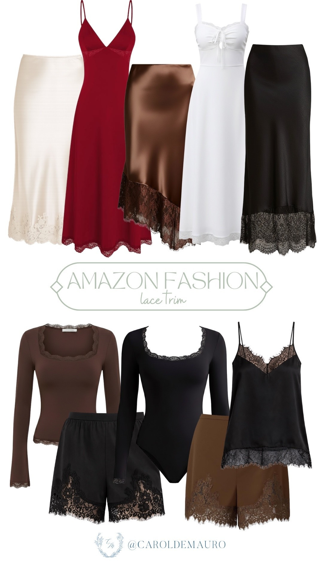 Proof that you don’t have to spend a fortune to get that high-end and silky look that's trending now! These Amazon fashion picks feature the prettiest lace hems and classic colors like espresso, cream, and deep red. Trust me, these are the elevated basics your closet has been waiting for!

amazon fashion, lace trim, sleep wear, date night, silk skirts, fashion inspo, casual chic, classy dresses

#LTKSeasonal #LTKSaleAlert #LTKU