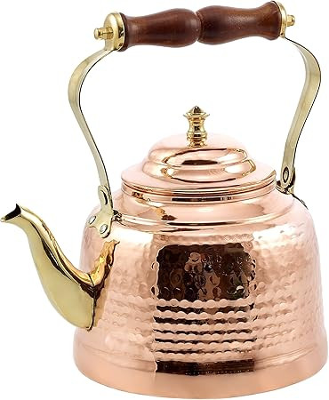 Old Dutch Hammered Copper Tea Kettle with Brass Spout and Wooden Handle, 2 qt. | Amazon (US)