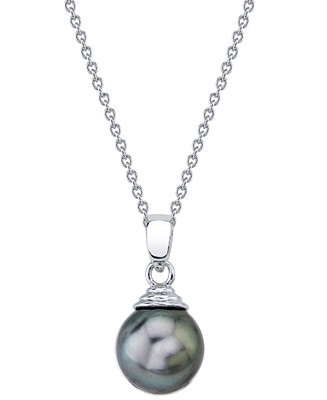 Cultured Tahitian Pearl (10mm) 18" Pendant Necklace in Sterling Silver | Macy's