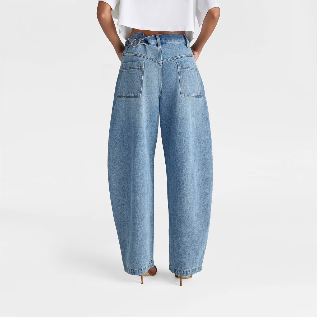 KBB by KAHLANA Women's Mid-Rise 'The Barrel Leg Jean' - Vintage Wash 0 | Target