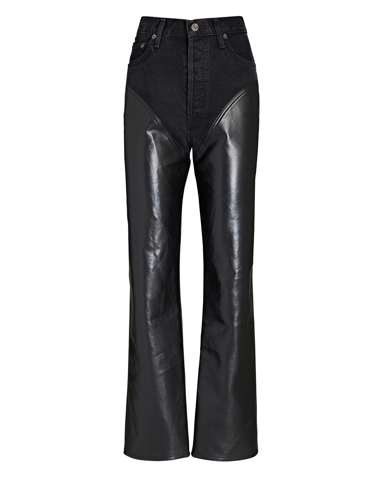 AGOLDE Harley Recycled Leather Paneled Jeans, Form Detox 25 | INTERMIX