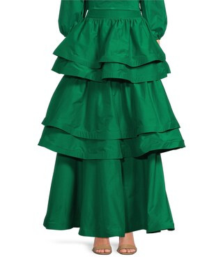 Teagan Tiered Ruffle Full Length Pocketed A-Line Skirt | Dillard's
