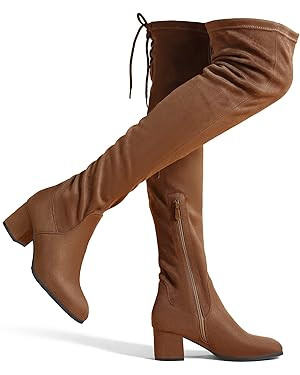 DREAM PAIRS Women's Over The Knee Thigh High Chunky Heel Boots Long Stretch Sexy Fall Boots | Amazon (US)